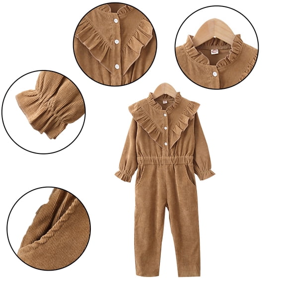 KYAIGUO Kids Toddler Boys Girls Romper Summer Long Sleeve Button Jumpsuit Spring Autumn 1-7T Kids Pants Boys and Girls