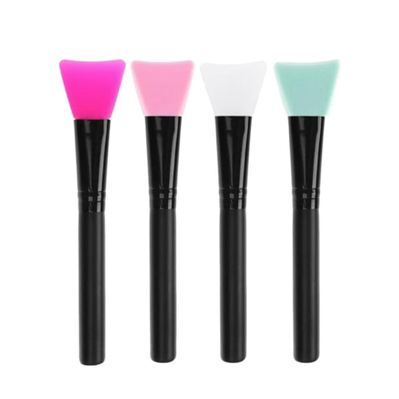 4 brochas de silicona de cabeza plana para mascarillas faciales, sin vello, para aplicar loción corporal, mantequilla y barro