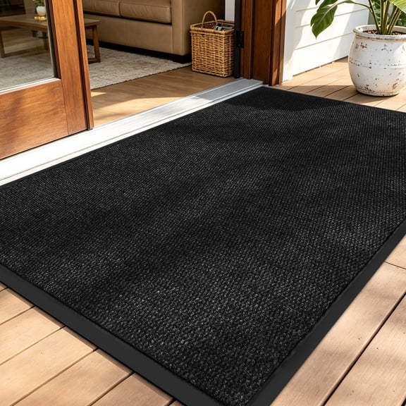 PPOSFPH 3' x 4' Commercial Door Mat, Heavy Duty Non-Slip Welcome Mats, Front Door Mat Indoor Outdoor Entrance Mat, Black