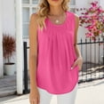 thumbnail image 5 of WREESH Womens Summer Tank Tops Pleated Sleeveless Tunic Tops Loose Fit Casual Solid Color Blouse Red, 5 of 9