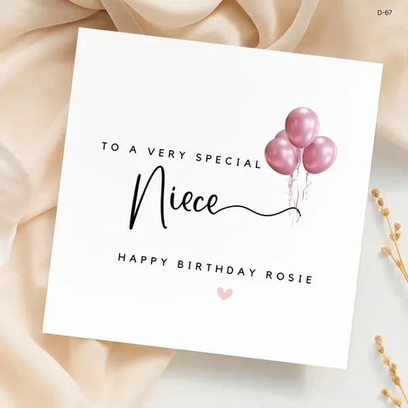 Special Birthday Card for Niece – "To a Very Special Niece" Design – Cute Pink Balloons, Blank Inside – Perfect for Birthday Wishes and Personal Messages