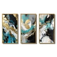 thumbnail image 2 of Designart "Full Moon Delight Gold & Turquoise Abstraction III" Abstract Painting Framed Wall Art Set Of 3 - Blue Modern Frame Canvas Set For Living Room Decor, 2 of 6
