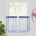 thumbnail image 2 of Acekid 2 Pcs Sheer Tier Curtains Linen Textured Semi Sheer Drapes Kitchen Café Rod Pocket Voile Curtain, Blue, 2 of 7