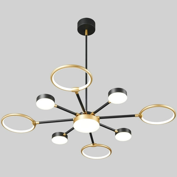 ZHLWIN 9-Light Modern Chandeliers Light Fixture, Black Gold LED Pendant Light, Modern Farmhouse Black Sputnik Chandelier for Dining Room Bedroom Living Room Kitchen Foyer