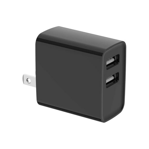 4XEM 15.5W charger with 2 USB-A ports and Power Delivery, Black