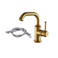 thumbnail image 1 of Wosthever Grifo giratorio retro de bronce cepillado con aceite negro resistente al desgaste con núcleo de válvula de disco de cerámica Juegos de accesorios de baño Estilo corto dorado, 1 of 6