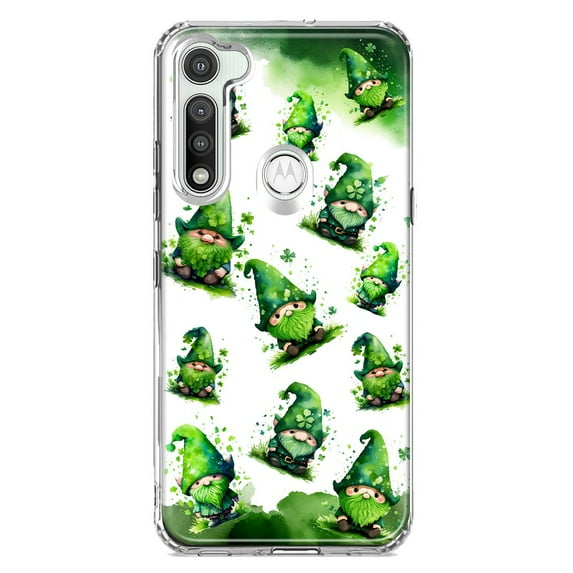 MUNDAZE Motorola Moto G Fast Shockproof Clear Hybrid Protective Phone Case Gnomes Shamrock Lucky Green Clover St. Patrick Cover