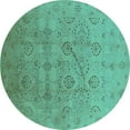 thumbnail image 1 of Ahgly Company Indoor Round Oriental Turquoise Blue Industrial Area Rugs, 5' Round, 1 of 4