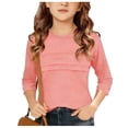 thumbnail image 2 of Kids Long Sleeve Tee Casual Solid Round Neck Cotton Top, 2 of 5