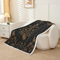 thumbnail image 2 of Manfei Bohemian Damask Sherpa Blanket 40x50, Black Brown Fuzzy Blanket Throw, Victorian Flower Flannel Blanket, Breathable Bedroom Decoration, 2 of 8