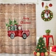 thumbnail image 5 of Merry Christmas Words on Farm Wood Shower Curtain for Bathroom, Xmas Tree Red Truck Waterproof Shower Curtains Washable Quick Dry with Hooks Bathtub Curtains 72x72IN, 5 of 9