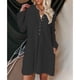 thumbnail image 4 of Vestido De Manga Larga, Vestido De Moda Con Cuello En V De Bolsillo De Color Puro Para Viajar Para Ir De Compras ANGGREK Otros, 4 of 4