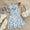Sky Blue, variant on Women's Boho Floral Mini Spaghetti Strap Ruched Sundress with Ruffle Hem for Beach & Vacation Sky Blue,XS