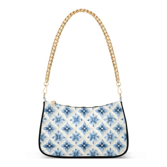 Womens Chain Shoulder Bag Retro Floral Classic Tote Handbags Fashion Clutch Hobo Purse with Zipper for Travel Casual