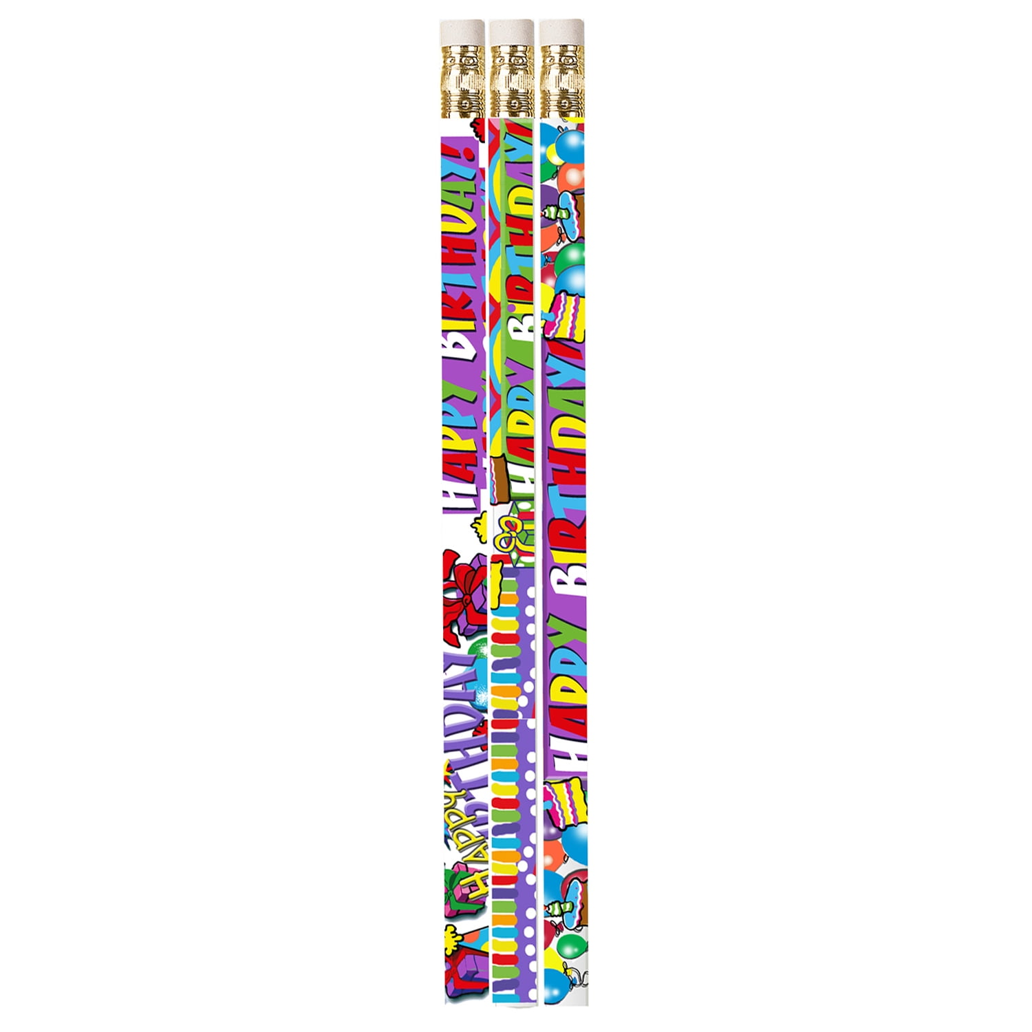 Musgrave Pencil Company Birthday Supreme Motivational/Fun Pencils, 12 Per Pack, 12 Packs