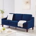 thumbnail image 3 of 3 Seat Sofa for Living Room, Upholstered Velvet Small Couch with Wooden Legs for Livingroom or Bedroom,Blue, 3 of 7