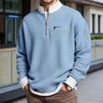 thumbnail image 2 of Quarter Zip Pullover Men 2026 Fall Winter Long Sleeve Casual Stand Collar Waffle Knit Sweaters Mens Pullover Top, 2 of 5