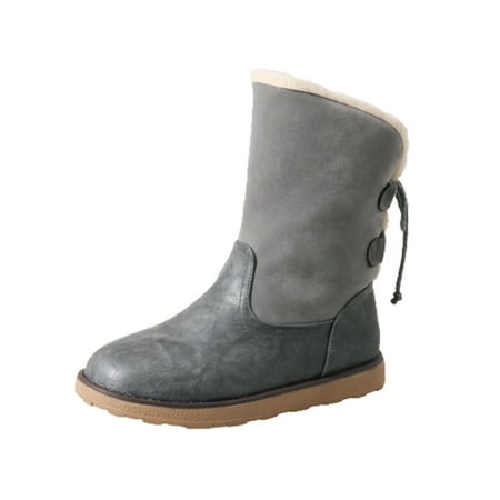 

KBKYBUYZ Women s Vintage Up Short Boots Flat Bottom Boots Shoes Bandage Plush Velvet Boot