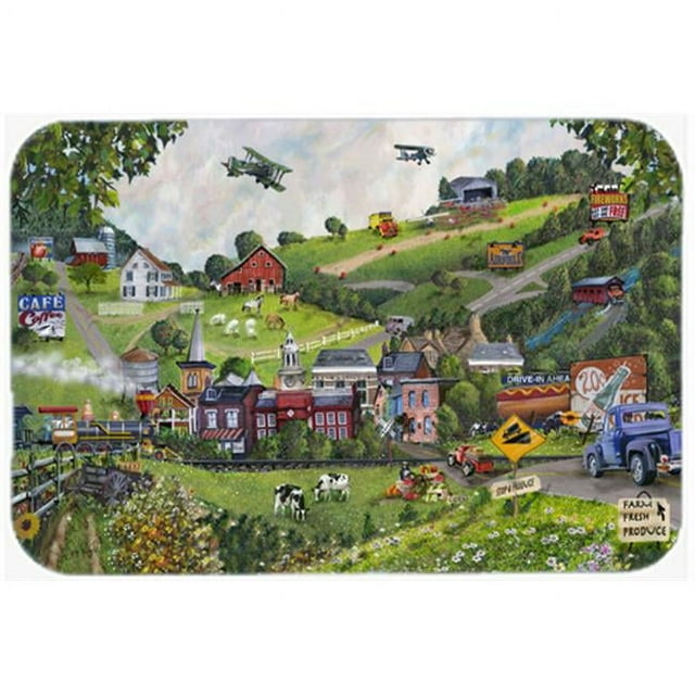 Carolines Treasures PTW2012LCB Summer In Small Town Usa Glass Cutting Board- Large