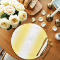 thumbnail image 2 of Lemon Yellow White Round 13 Inch Placemats Set of 2, Gradient Vertical Stripes Geometric HeatResistant Non Slip Place Mats for Dining Table, Wipeable Braided Kitchen Table Mats for Housewarming, 2 of 9
