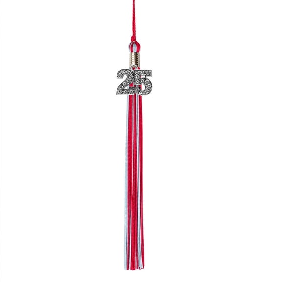 Class Act Graduation Graduation Tassel - 2025 - Bling Charm - 2 Color, Red / Light Blue