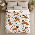 thumbnail image 4 of Playful Boxer Dogs With Toys And Pawprints, Cozy Flannel Blanket with Playful Pet Illustration Print, Housewarming Gift for Boxer Dog Play Enthusiasts, Home Decor for Bedroom and Living Room, 4 of 7