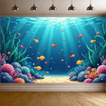 thumbnail image 5 of LUUFILx Underwater Scene Backdrop Ocean Theme Banner Party Decorations Photography Props Kids Room Decor Birthday Background Aquatic Backdrop, 5 of 7