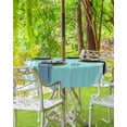 thumbnail image 3 of Outdoor Tablecloth with Umbrella Hole, Farmhouse Teal White Stripe Round Tables Waterproof Tabletop Collection for Patio, Garden, Picnic, Camping, Dining 60R, 3 of 6