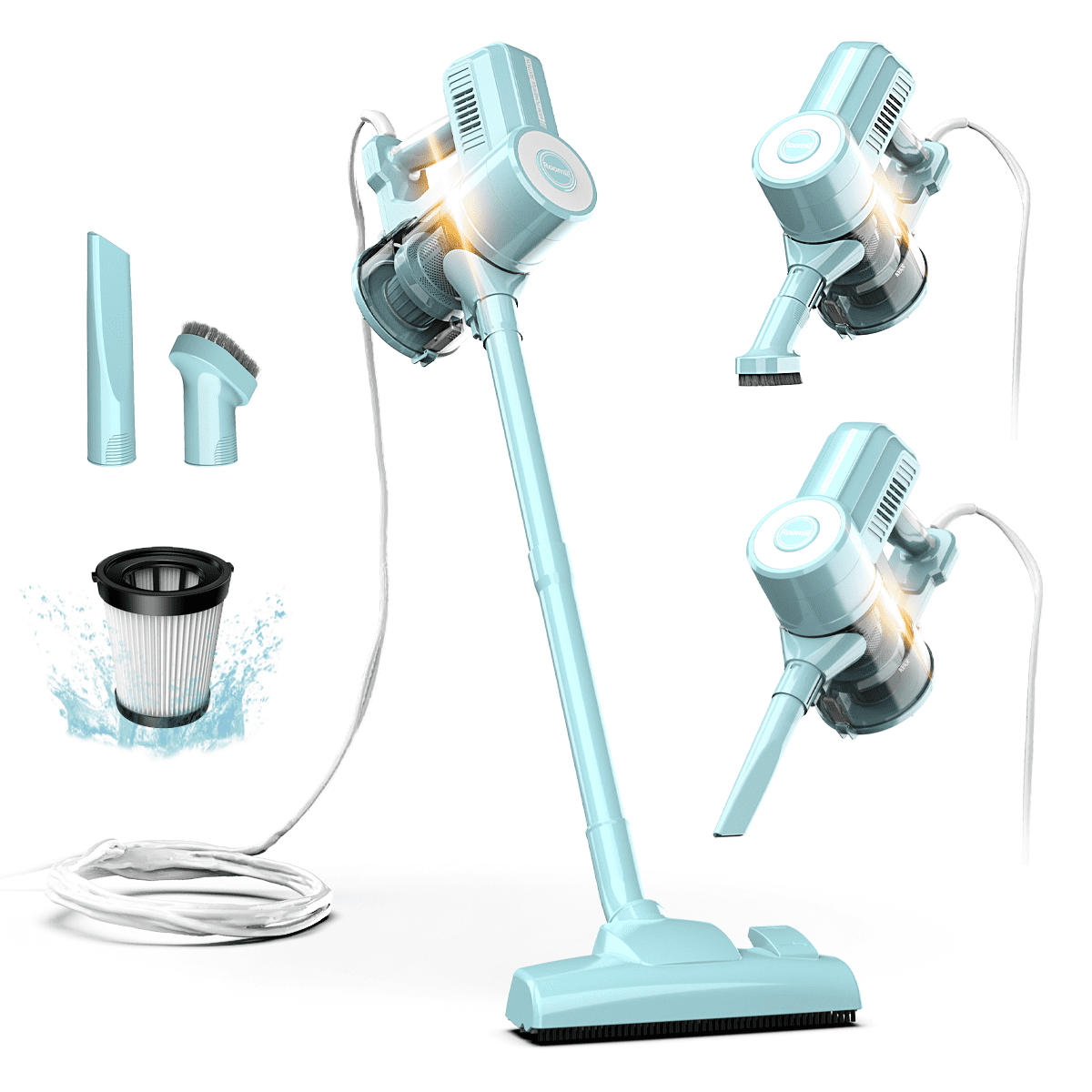 ROOMIE ROBIN Stick Corded Vacuum Cleaners, 450W, Bagless HEPA Filter, Lightweight 2 in 1 Handheld with Powerful Suction, Large Dust Capacity