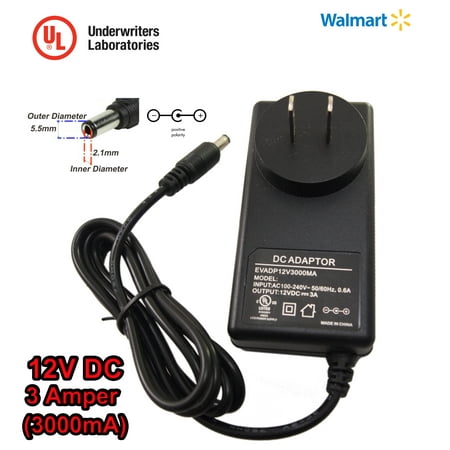 Evertech DC 12V 3 Amp 3000mA power adapter supply for Security Camera Surveillance System