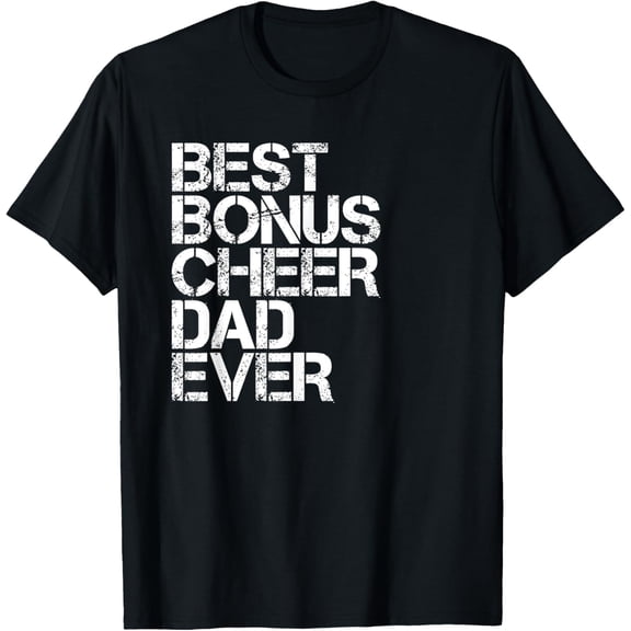 Exquisite and comfortable-Best Bonus Cheer Dad Ever Cheerleading Stepdad Vintage Retro T-Shirt