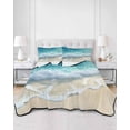 thumbnail image 3 of Aqua Blue Beach Queen Size Down Alternative Comforter, Lightweight Comforter Quilt Bedding Set with Pillow Shams Coastal Seawaves Sand Shore Scenery All Seasons Bed Comforter Duvet Insert 90"x96", 3 of 7