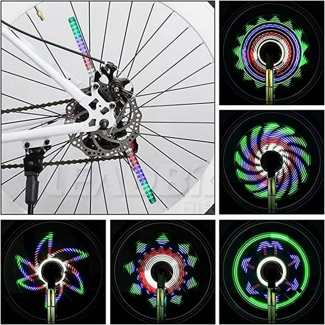 Luz LED para rueda de bicicleta, 64 LED, 30 imágenes diferentes, resistente al agua, para neumáticos de más de 24 pulgadas.