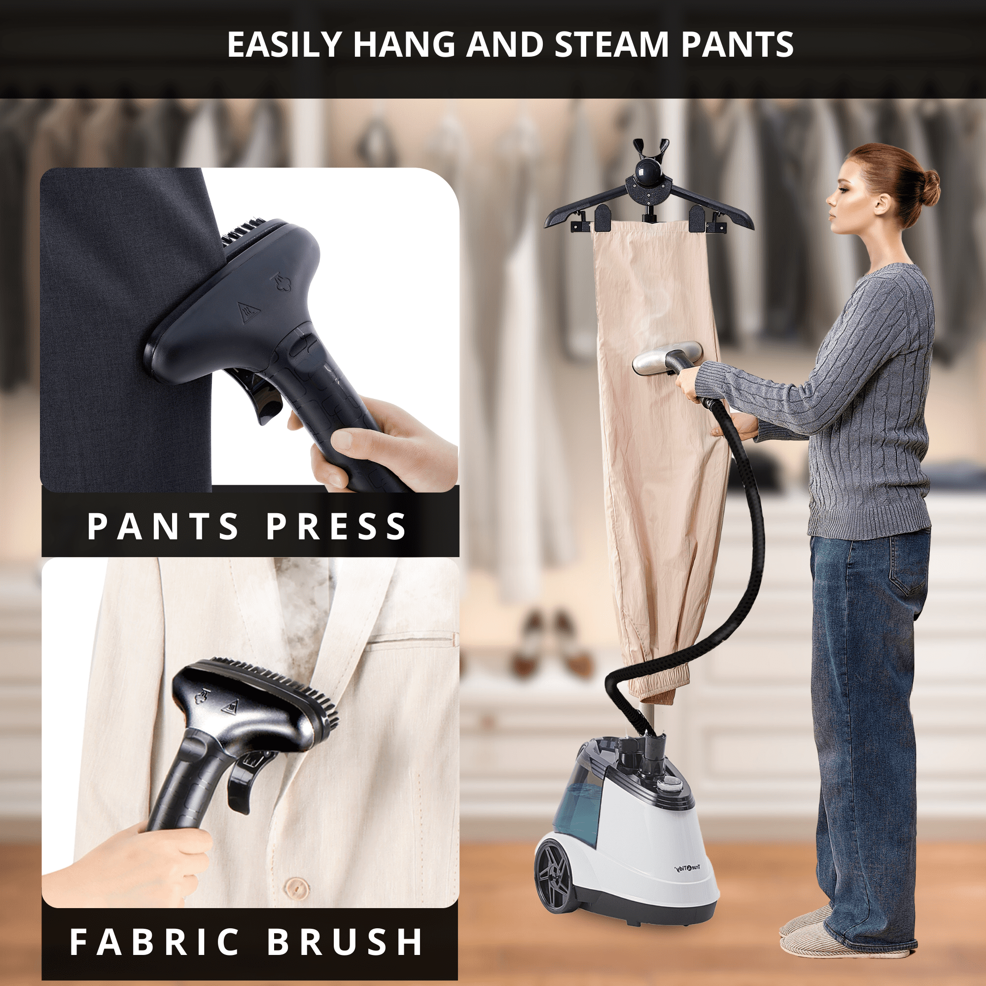 Restored True & Tidy Pro Commercial Heavy Duty Garment Steamer with Extra Large 2.9L Water Tank, White (Refurbished)