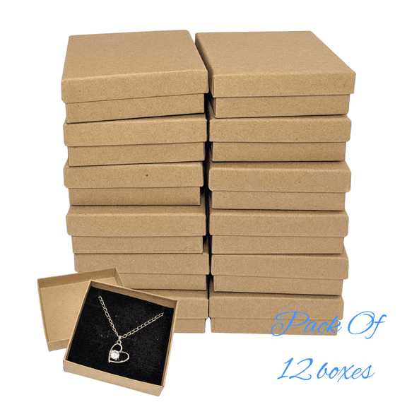 Kraft Boxes With Lids, Brown Cardboard Jewelry Boxes, Party Wedding Favors, 12 pcs