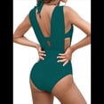 thumbnail image 2 of Traje de Baño de una Pieza con Cintura Alta y Tirantes Anchos para Mujer, Color Verde Oscuro, Talla XL, 2 of 9