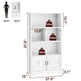 thumbnail image 2 of BeesClover Book Shelf, with LED Lights Farmhouse Bookcase, with Doors Modern Storage Rack 3 Shelf, Tall Standing Bookshelves, Large Display Racks Book Shelf for Bedroom, Living Room, Home Office, 2 of 8