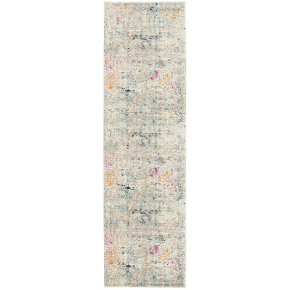 SAFAVIEH Madison Candelario Abstract Polka Dots Runner Rug, Grey/Gold, 2'2" x 6'