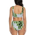 thumbnail image 3 of Kdxio Watercolor Green Leaves Print Women's 2 Piece High Waisted Wrap Spaghetti Strap Summer Swimsuit Bikini Set-Medium, 3 of 7
