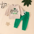 thumbnail image 6 of Gerichy Toddler Kids Baby Boy Fall Outfits St Patrick's Day Letter Print Long Sleeve Tops Pants Winter Clothes Sets Embroidered Ribbed Pullover Pants Two Piece Outfits, 6 of 6