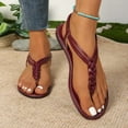 thumbnail image 7 of Flat Thong Sandals with T-Strap and Adjustable Ankle Buckle for Women Wine 9.5, 7 of 7