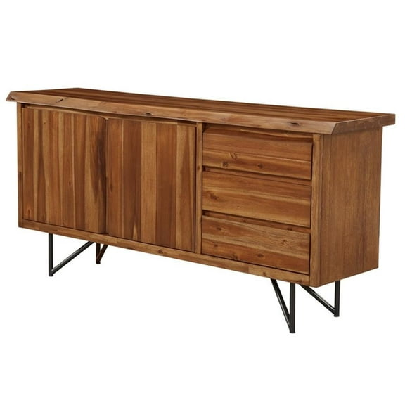 Pemberly Row Modern Wood Dining Server in Light Walnut (Brown)