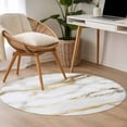 thumbnail image 5 of Round Area Rug 4ft,Modern Simple Marble Texture Washable Carpet Non-Slip Runner Accent Rugs Indoor Floor Mat for Bedroom Living Room Decor,Abstract Golden Veins, 5 of 9