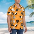 thumbnail image 2 of Lsque Bold Black and White Leaves Orange pattern Hawaiian Shirt for Men, Unisex Summer Beach Casual Short Sleeve Button Down Shirts-XX-Large, 2 of 9