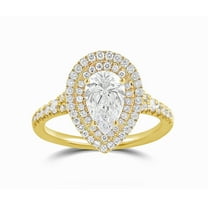 Arista 0.88 ct Pear Swarovski Diamonds Women's Double Halo Engagement Ring Yellow plated Sterling Silver