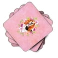 thumbnail image 2 of Carolines Treasures CK4116FC Basset Hound Pink Flowers Foam Coaster Set of 4 3 1/2 x 3 1/2 multicolor, 2 of 4