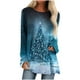 thumbnail image 2 of ICHUANYI Liquidación Camisas casuales florales de manga larga para mujer Jersey sólido Tops de túnica sueltas Estampado de árbol de Navidad Blusa de manga larga con cuello redondo ICHUANYI WER2023082203121, 2 of 5