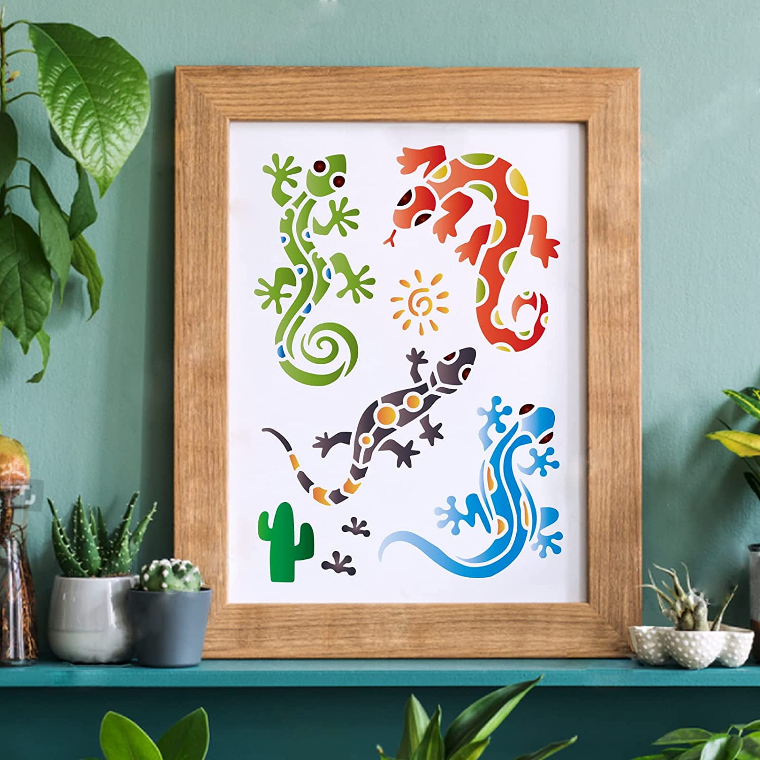 1pc Lizards Stencil 11.7x8.3 inch Aztec Lizard Painting