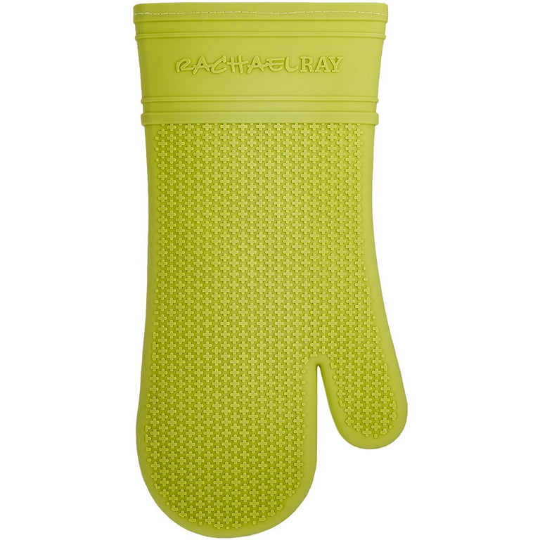 Rachael Ray Silicone Kitchen Oven Mitt with Quilted Cotton Liner Green