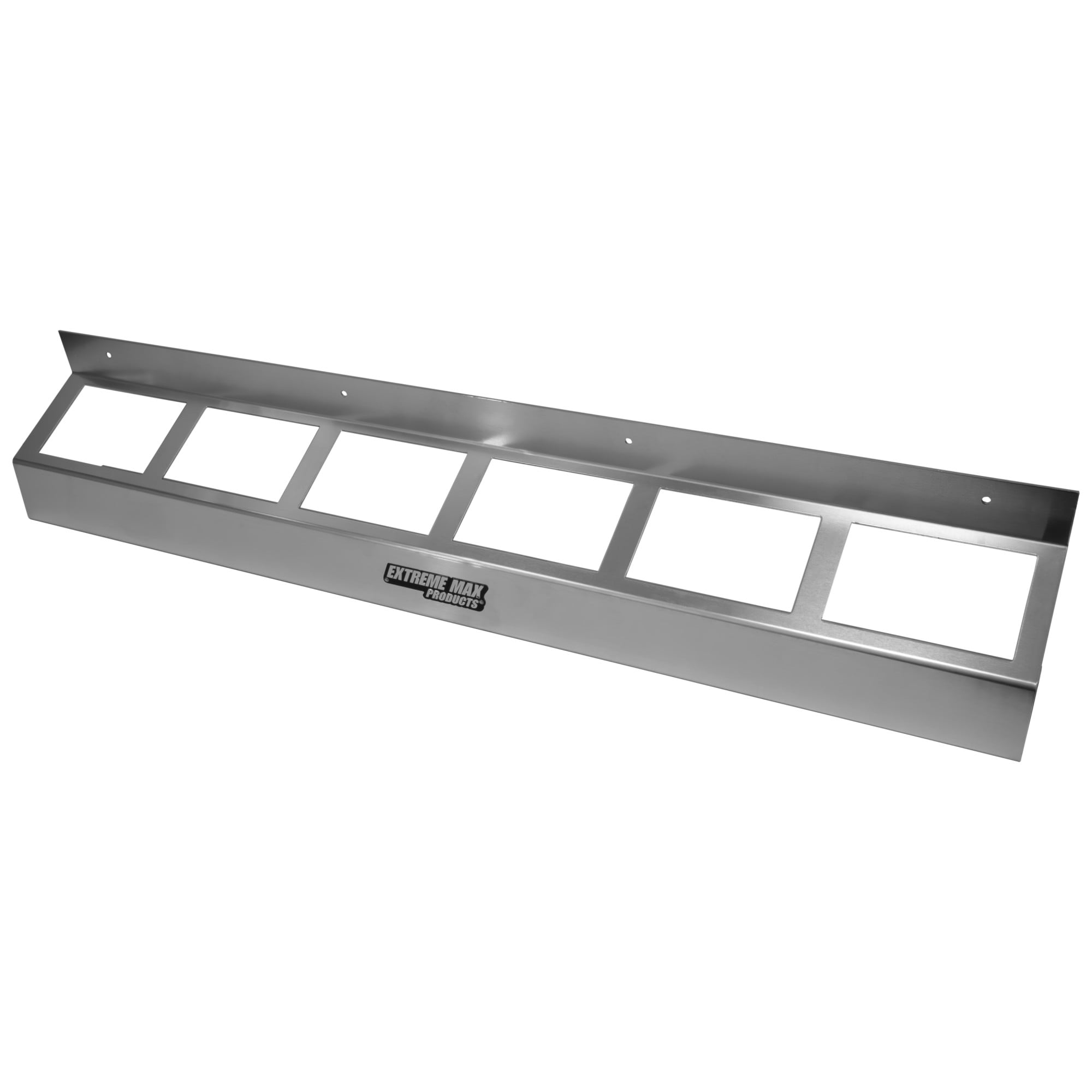 Extreme Max 5001.6475 Wall-Mount Aluminum 6-Quart Oil Jug Rack Holder for Race Trailer, Garage, Shop, Enclosed Trailer, Toy Hauler - Silver